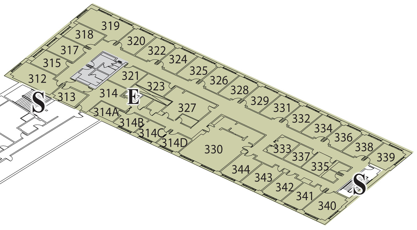 Map of Third Floor Faculty Wing, Baylor Law
