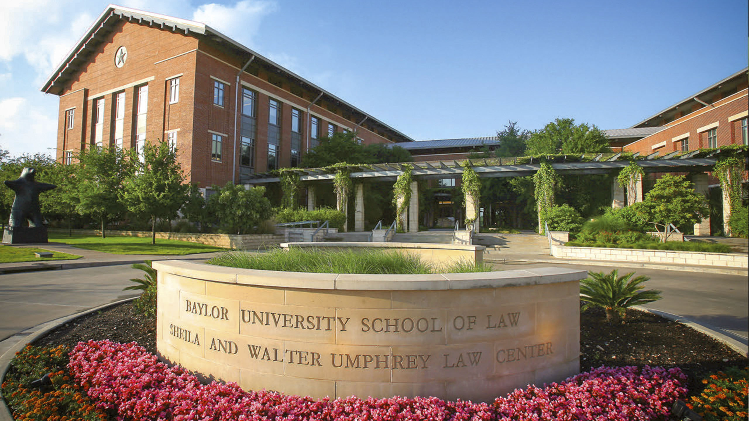 Exterior photo of the Umphrey Law Center, Home of Baylor Law