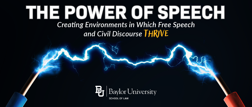 Decorative Image: electricity sparking with "The Power of Speech" above it