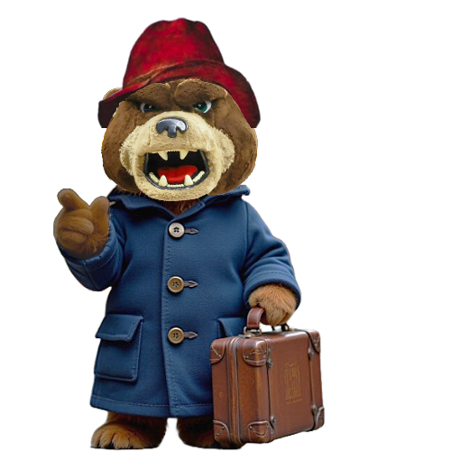Baylor University Mascot, Bruiser, wearing Paddington Bear Costume