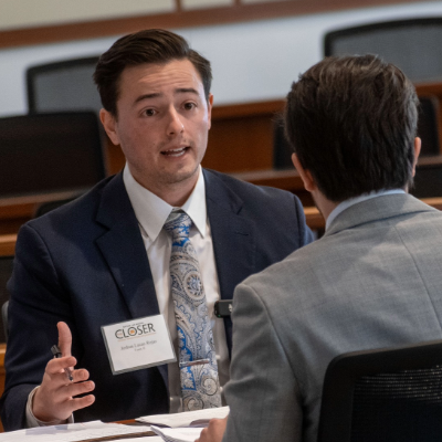 Joshua Lucas Rojas speaks during the final round of The Closer 2025