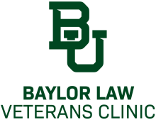Interlocking BU with text: Baylor Law Veterans Clinic