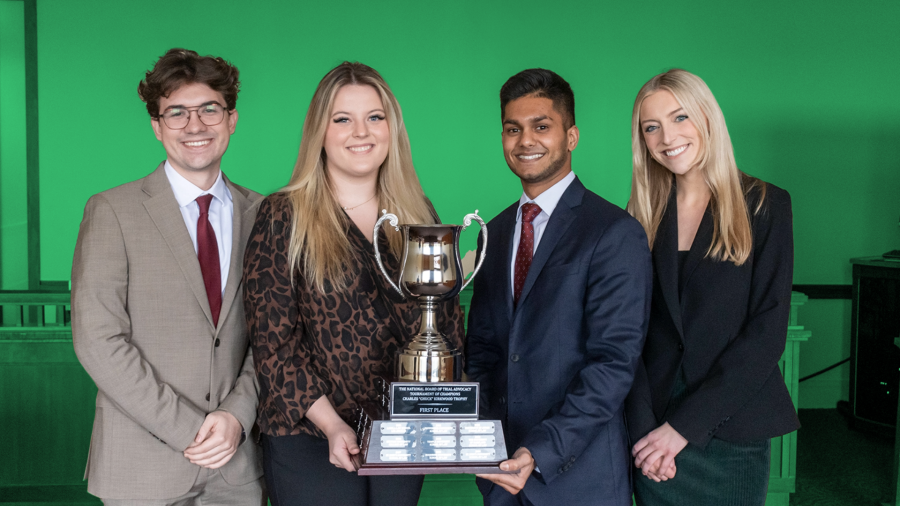 Winners of the 2023 Tournament of Champions. (L-R) Gage Jones, Vivian Noyd, Varun Reddy, and Greta Andersen pose with their first-place trophy