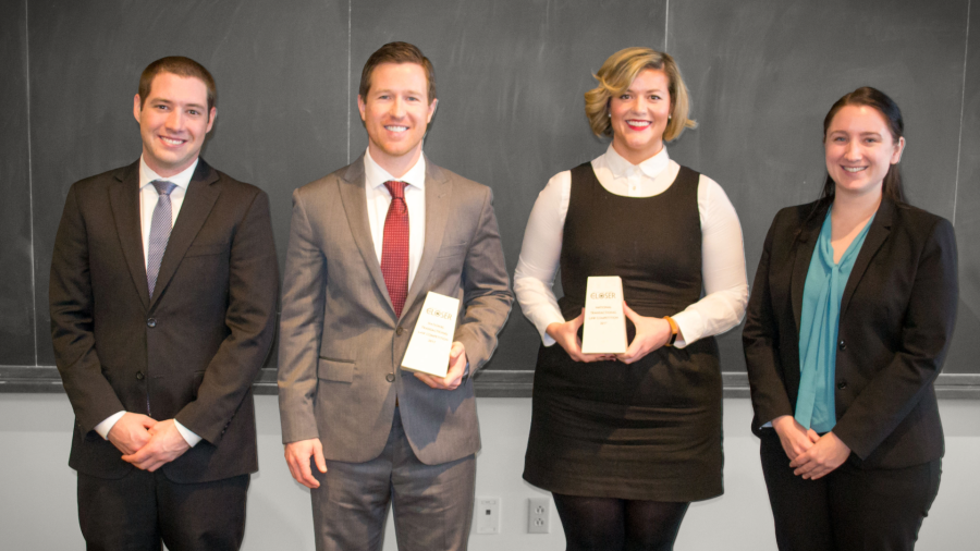 The finalists and winners of the first The Closer Competition hold their trophies