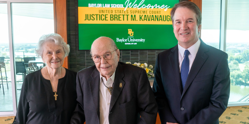 John and Marie Chiles pose with U.S. Supreme Court Justice Brett Kavanaugh