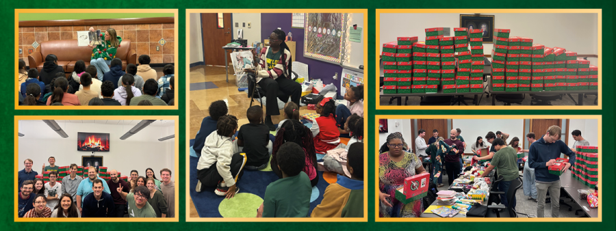 Photo collage of Baylor Law School students serving at local nonprofits before Christmas 2025